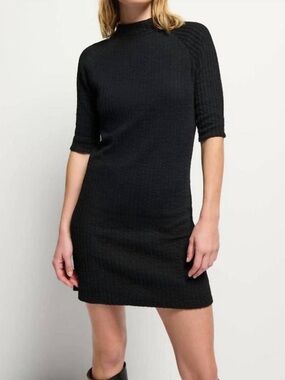 Nation LTD Sandy Double Faced Rib Mini Dress Black Size Small
